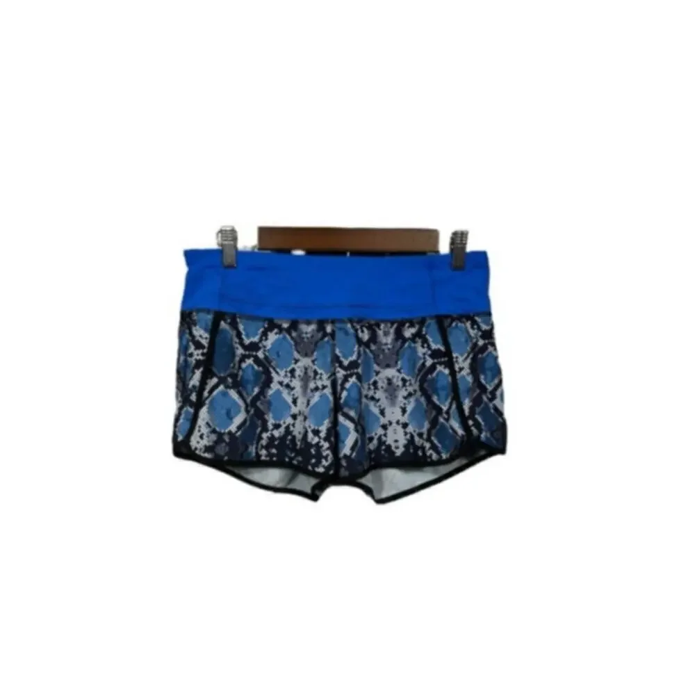 Lululemon Women’s Snake Print Blue Run Speed Short / Size-6